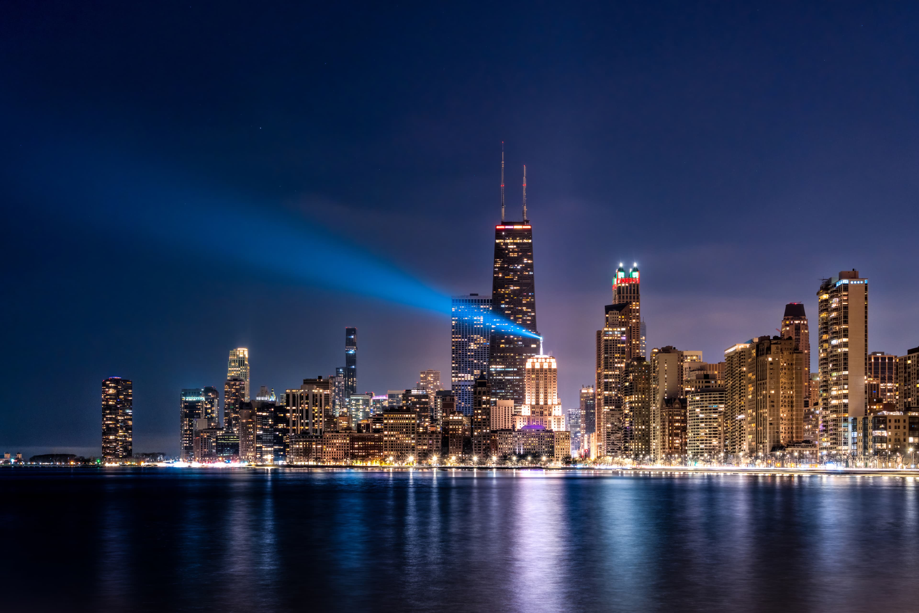 Chicago skyline at night